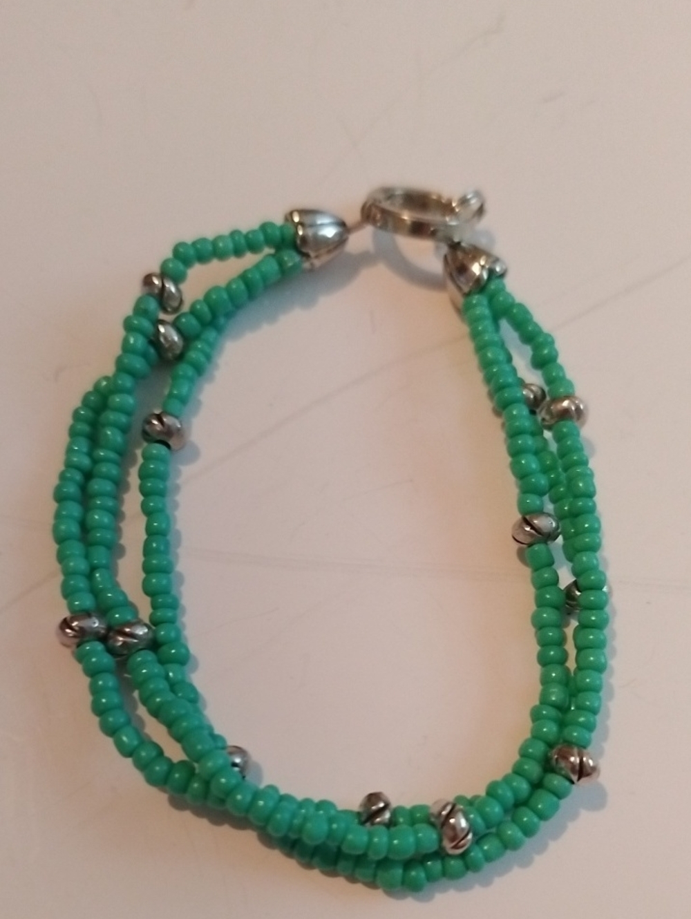 Turquoise Beaded Multi-Strand Bracelet - Silver Accent